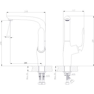 Смеситель для кухонной мойки  RUSH Island (IS6535-22)